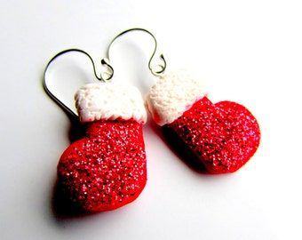Cute Christmas Earrings - Silver Earrings - Christmas Stockings - Santa's Boots Earrings - Santas Boots - Christmas Earrings - Xmas Earrings