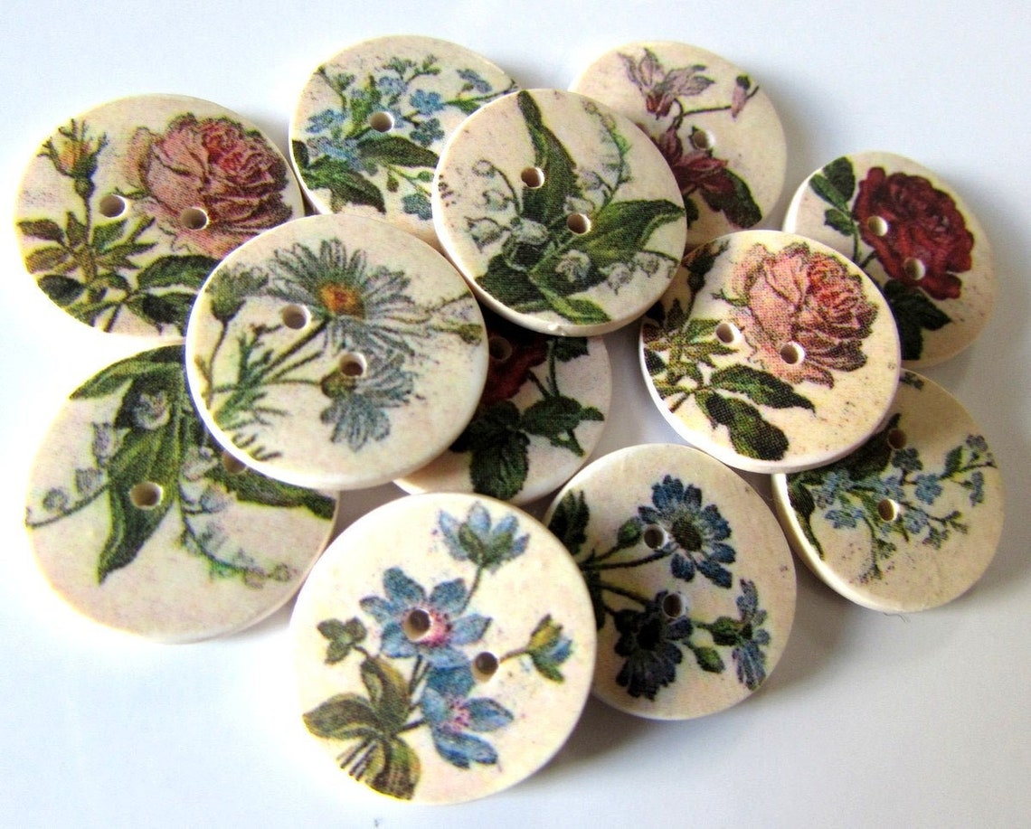 Vintage Garden Buttons 1 25mm Handmade in Australia Etsy