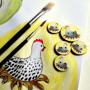 Chicken Buttons - 18mm, 22mm or 24mm - 2/3", 7/8" or 1" - Australian Made - Handcrafted - Hen Buttons - Chooks - Farmyard - Chicken on nest image 10