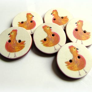 Chicken Buttons - 18mm, 22mm or 24mm - 2/3", 7/8" or 1" - Australian Made - Handcrafted - Hen Buttons - Chooks - Farmyard - Chicken on nest image 7