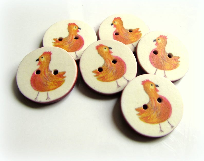 Chicken Buttons - 18mm, 22mm or 24mm - 2/3", 7/8" or 1" - Australian Made - Handcrafted - Hen Buttons - Chooks - Farmyard - Chicken on nest image 7