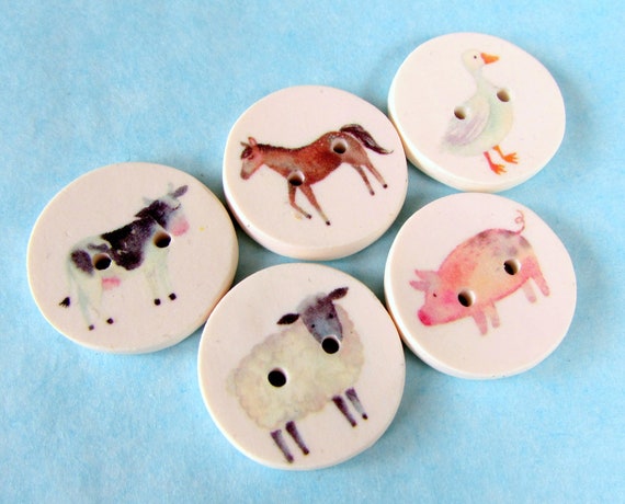 Farm Animal Buttons - 18mm, 22mm, 1" (25mm) Australian made