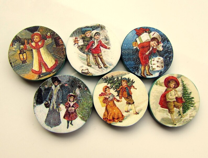 Vintage Christmas Buttons/tokens 1 Polymer Clay Etsy