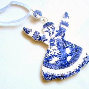 Angel Ornament - Christmas Decoration - Tree Decoration - Blue and White - Angel Decoration- Willow Pattern- Xmas Tree Ornament Handmade