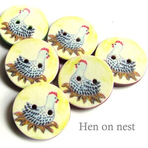 Chicken Buttons - 18mm, 22mm or 24mm - 2/3", 7/8" or 1" - Australian Made - Handcrafted - Hen Buttons - Chooks - Farmyard - Chicken on nest image 4