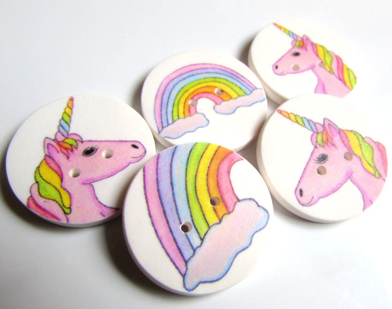 Rainbow Unicorn Buttons 18mm 22mm or 25mm 2/3 Etsy Australia