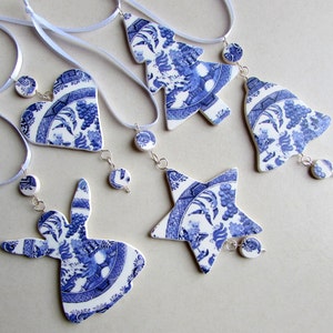 Christmas Ornament Christmas Decoration Tree Decoration Blue and White Tree Decoration Willow Pattern Xmas Tree Ornament Handmade image 5