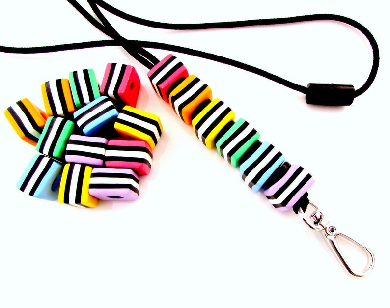 Rainbow Lanyard Liquorice Allsorts Nurse Lanyard Office Key Handmade Comfortable Australian Made Teacher image 2