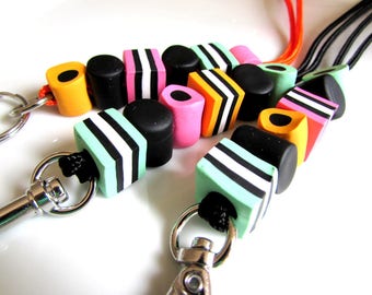 Teacher Lanyard - Liquorice Allsorts - Nurse Lanyard - Office - Key - Handmade - Comfortable - Australian Made - Keyring -Gift for Her