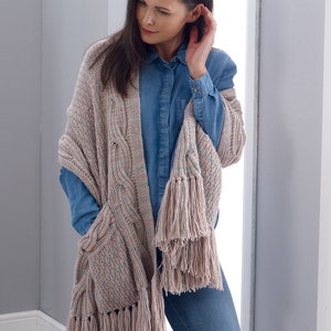 Knitting PATTERN - 'Indulgence' Textured Cable Scarf / Wrap with Pockets / Modern Chunky Pocket Scarf