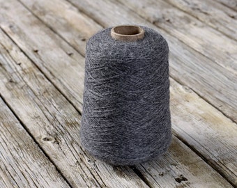 Yarn on the cone - 100% Superfine Alpaca 4 ply - Colour  Dark Grey C109, 500g