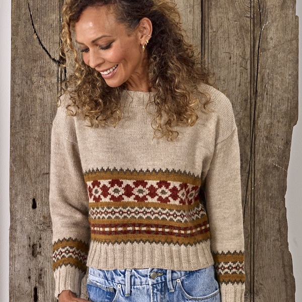 Knitting PATTERN - Fair Isle Sweater / Cropped Sweater / Modern Fair Isle Jumper