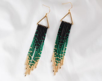 Beaded beauties: Green, beaded earrings