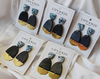 Petrol marble - Special Lou, petrol polymerclay earrings, unique earrings