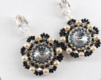 Beaded swarovskis, beaded earrings