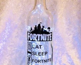 personalised fortnite light up bottle ideal for boys bedroom fathers day - fortnite lightning in a bottle