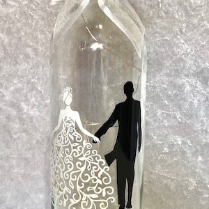 A Gorgeous Personalised Bride and Groom Light Up Bottle Gift or Table Decoration