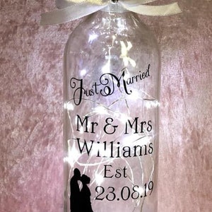 A gorgeous personalised wedding gift light up bottle