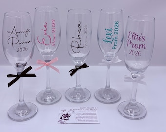Personalised Prom Champagne Flutes/Glass & Gift Box