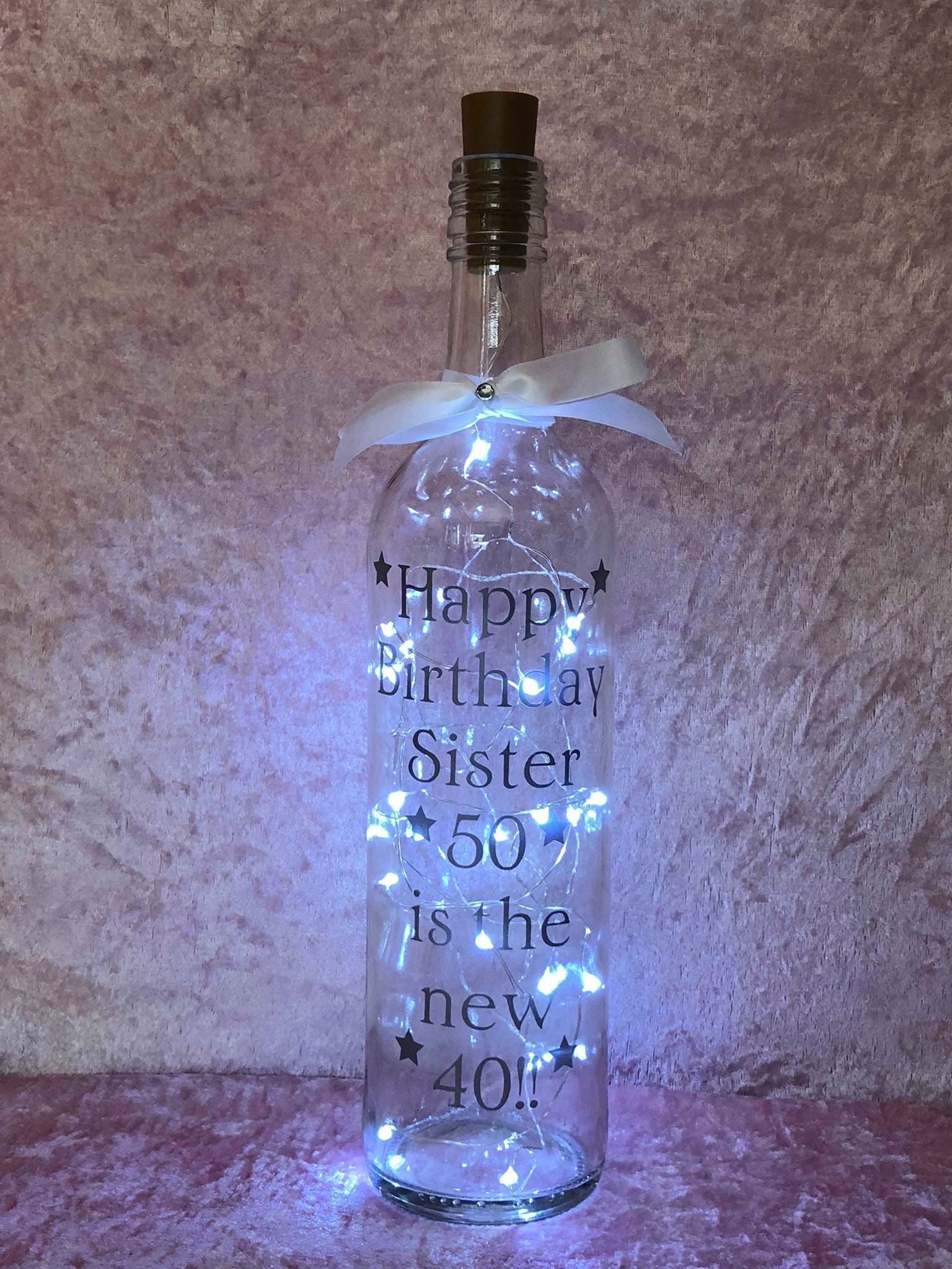 Sister 50th Birthday Light up Bottle Gift  Etsy UK