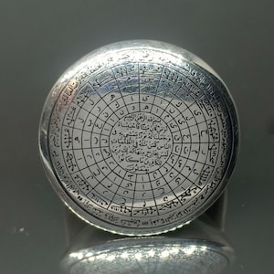Rare Islamic Talisman Ring Sterling Silver, Jannat Al-Asma Amulet Ring, Talisman Taweez Asma ul Jannat Ring for Protection and Success