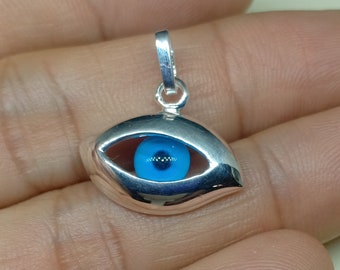 Evil Eye Pendant Sterling Silver, 925 Sterling Silver Blue Eye Pendant, Good Luck Charm Pendant Evil Eye Protection