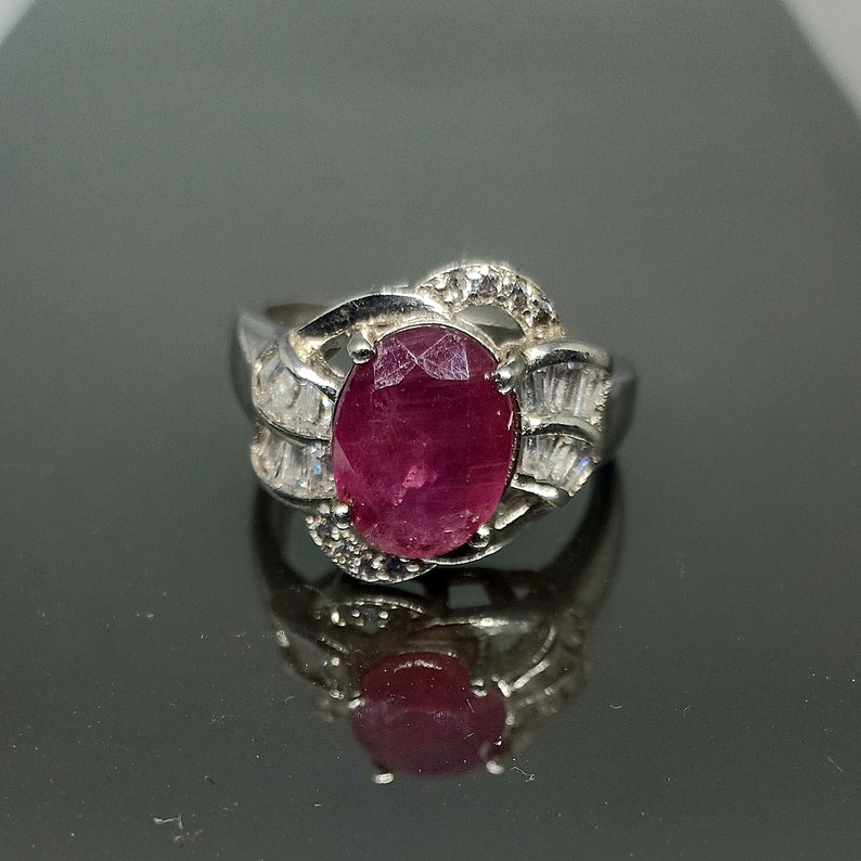 Natural Ruby Rings for Women Vintage Design, Ruby Ring Sterling Silver ...