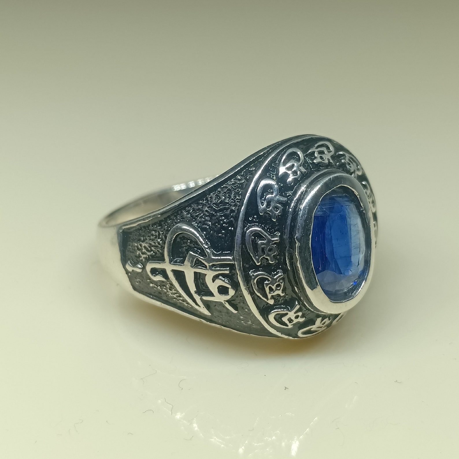 Islamic Calligraphy Shia Ring Ya Ali Genuine Kyanite Ring for | Etsy