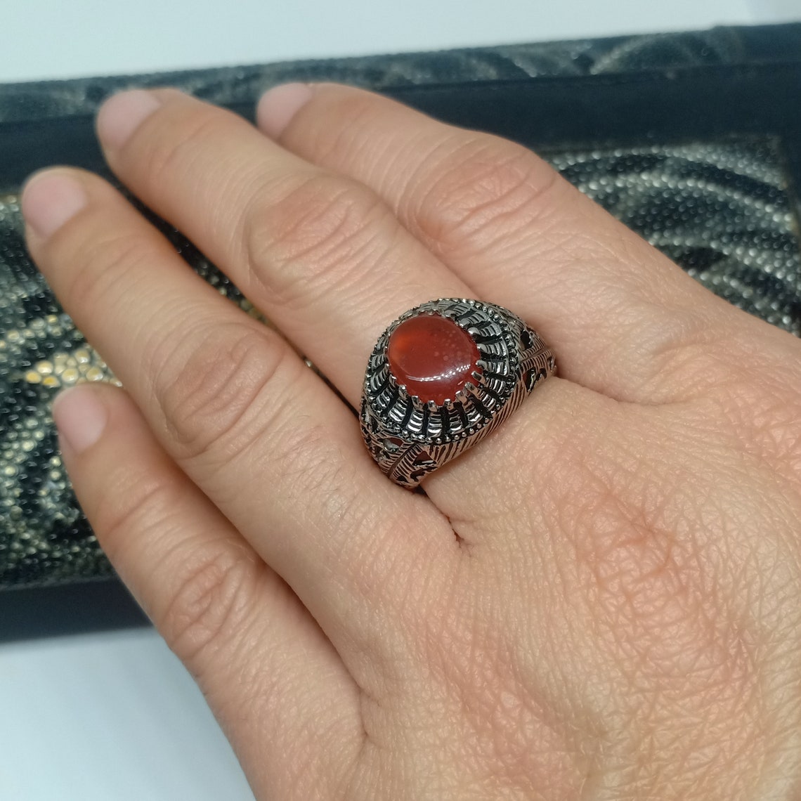 Natural Aqeeq Ring Sterling Silver Sunnah Ring Agate Ring Etsy