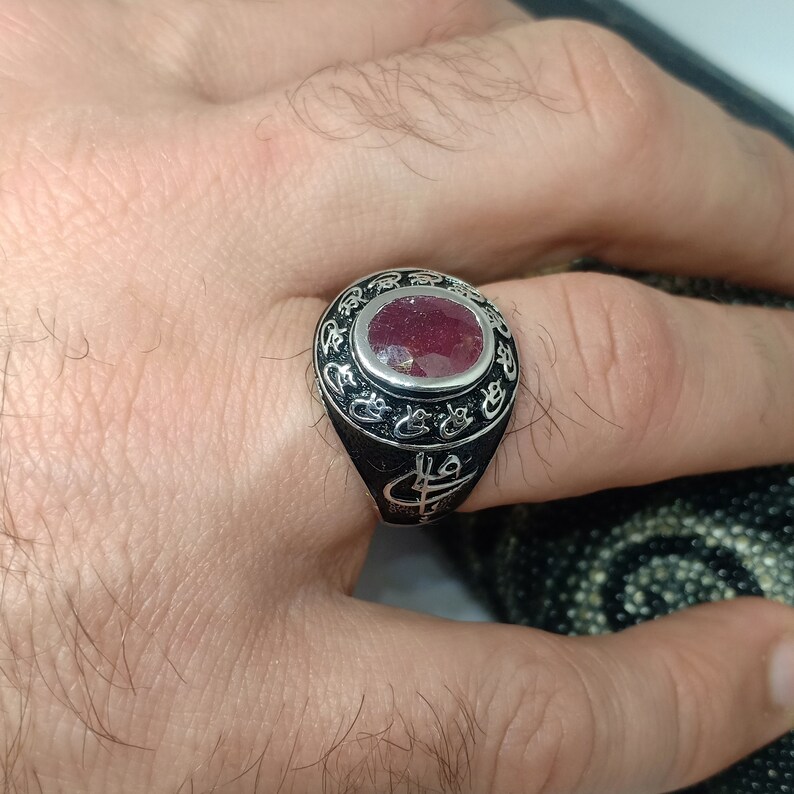 Islamic Shia Ring Ya Ali Calligraphy Genuine Ruby Ring for Etsy