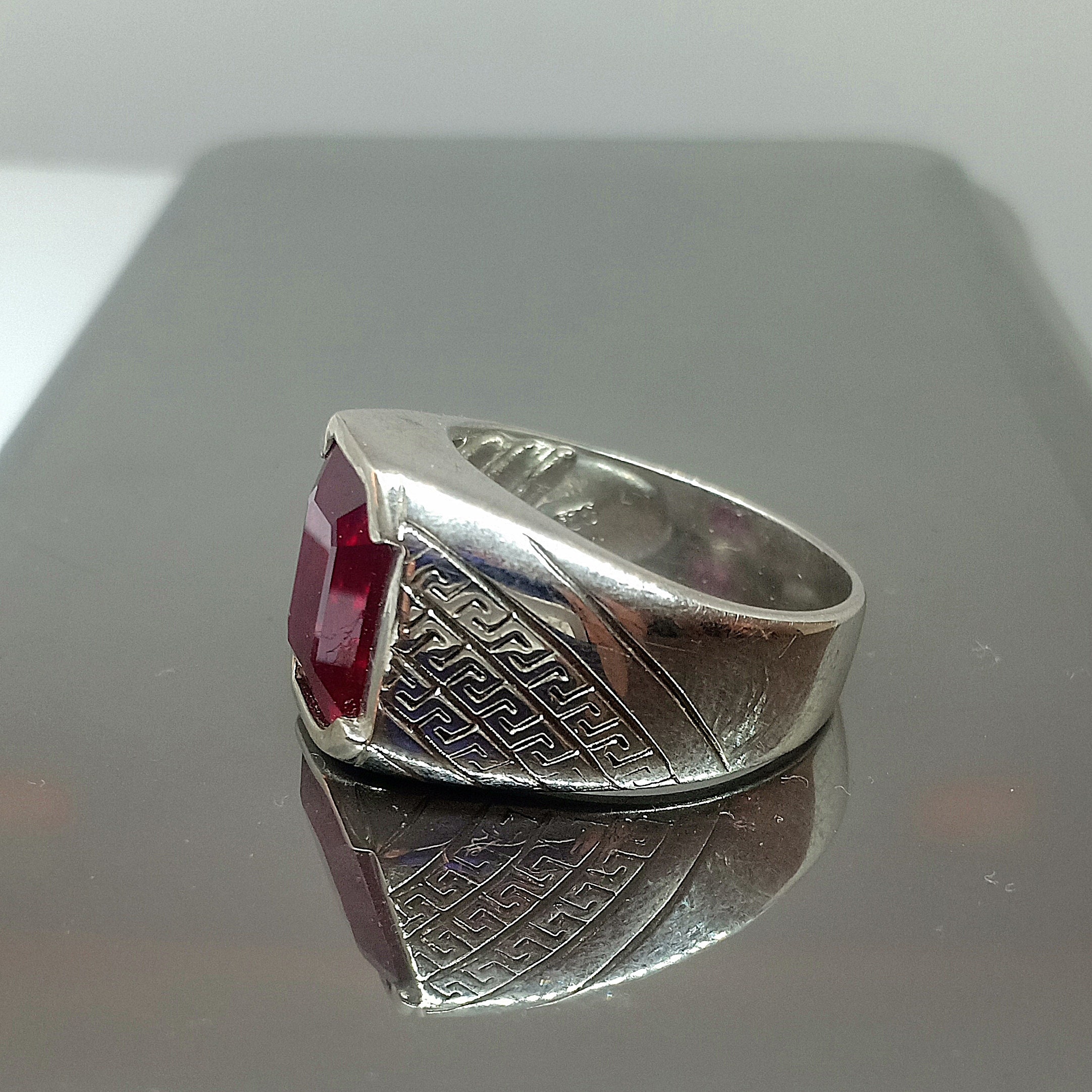 Genuine Ruby Ring Emerald Cut Ruby Mens Ring Ruby Ring | Etsy