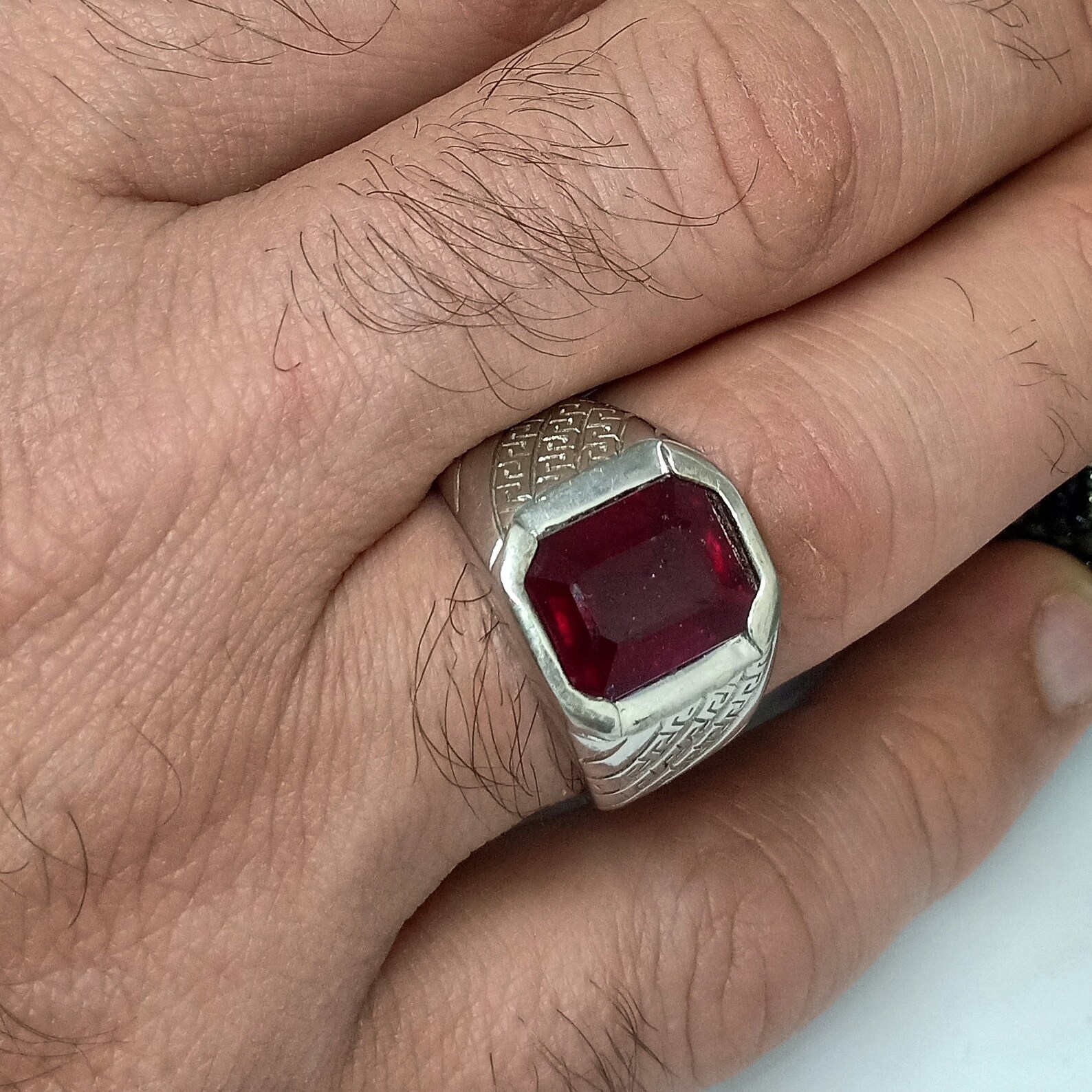 Genuine Ruby Ring Emerald Cut Ruby Mens Ring Ruby Ring | Etsy