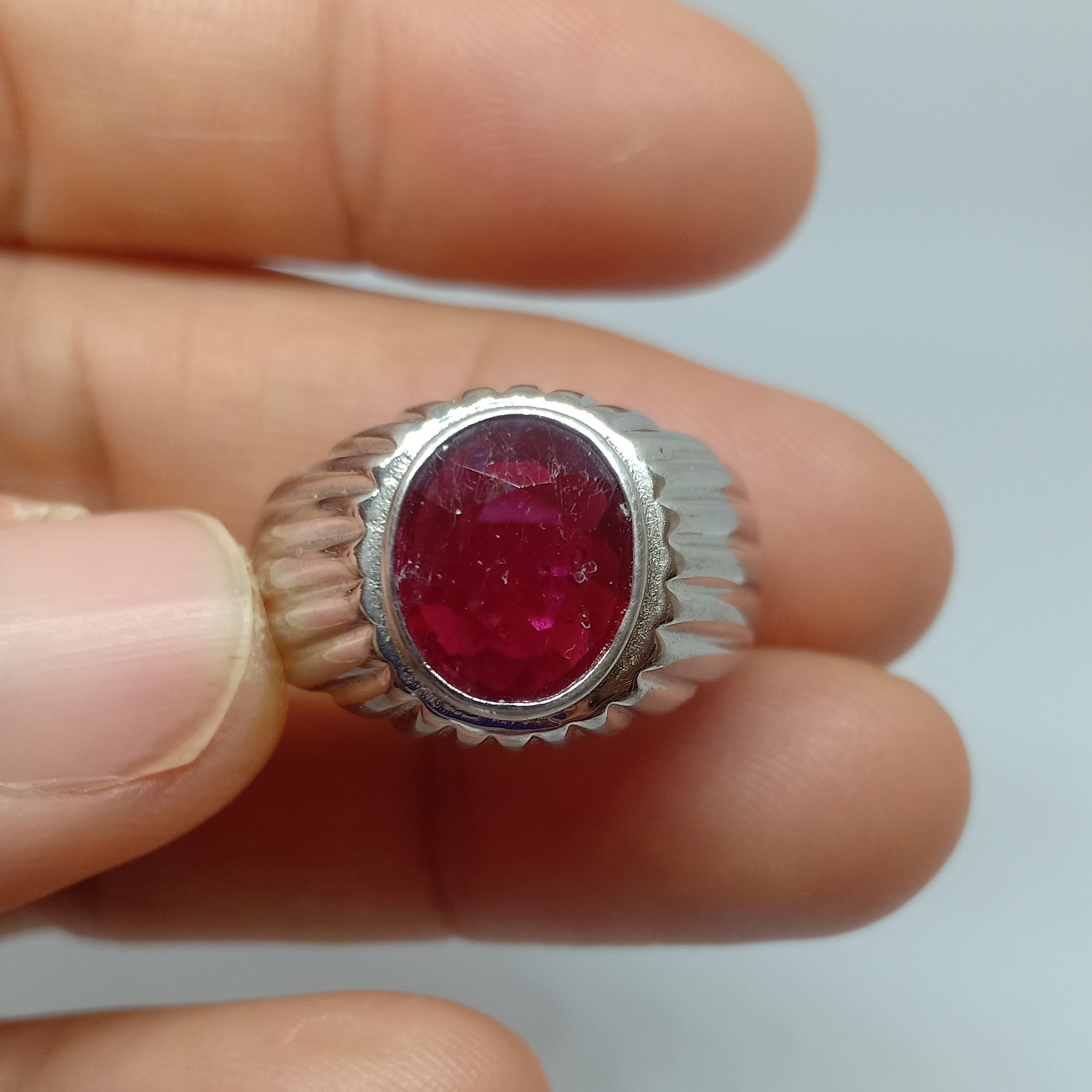 Genuine Ruby Mens Ring Ruby Ring Sterling Silver Single | Etsy