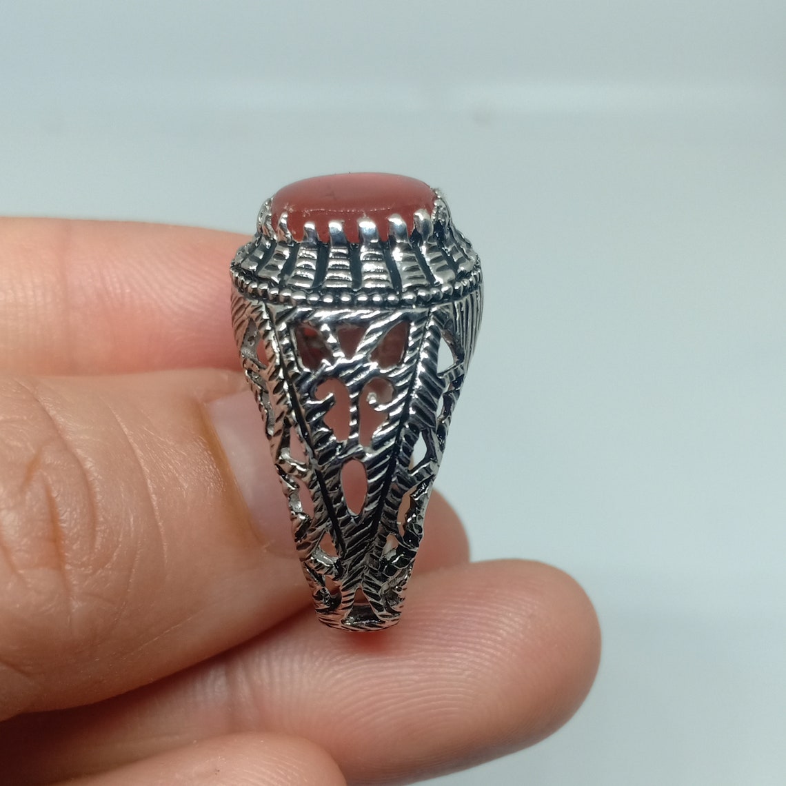 Natural Aqeeq Ring Sterling Silver Sunnah Ring Agate Ring Etsy