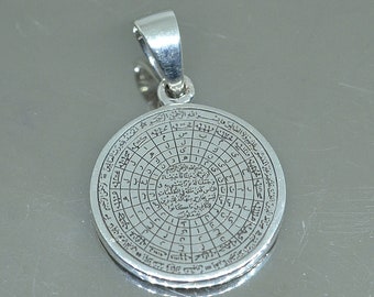 Seltener islamischer Talisman-Amulett-Heilanhänger, Asma ul Jannat-Kreis, der für allen Schutz und Erfolg schnitzt, Siegel-Talisman-Anhänger