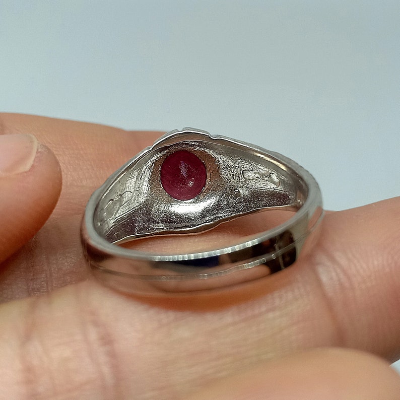 Genuine Ruby Mens Ring Ruby Ring Sterling Silver Single | Etsy