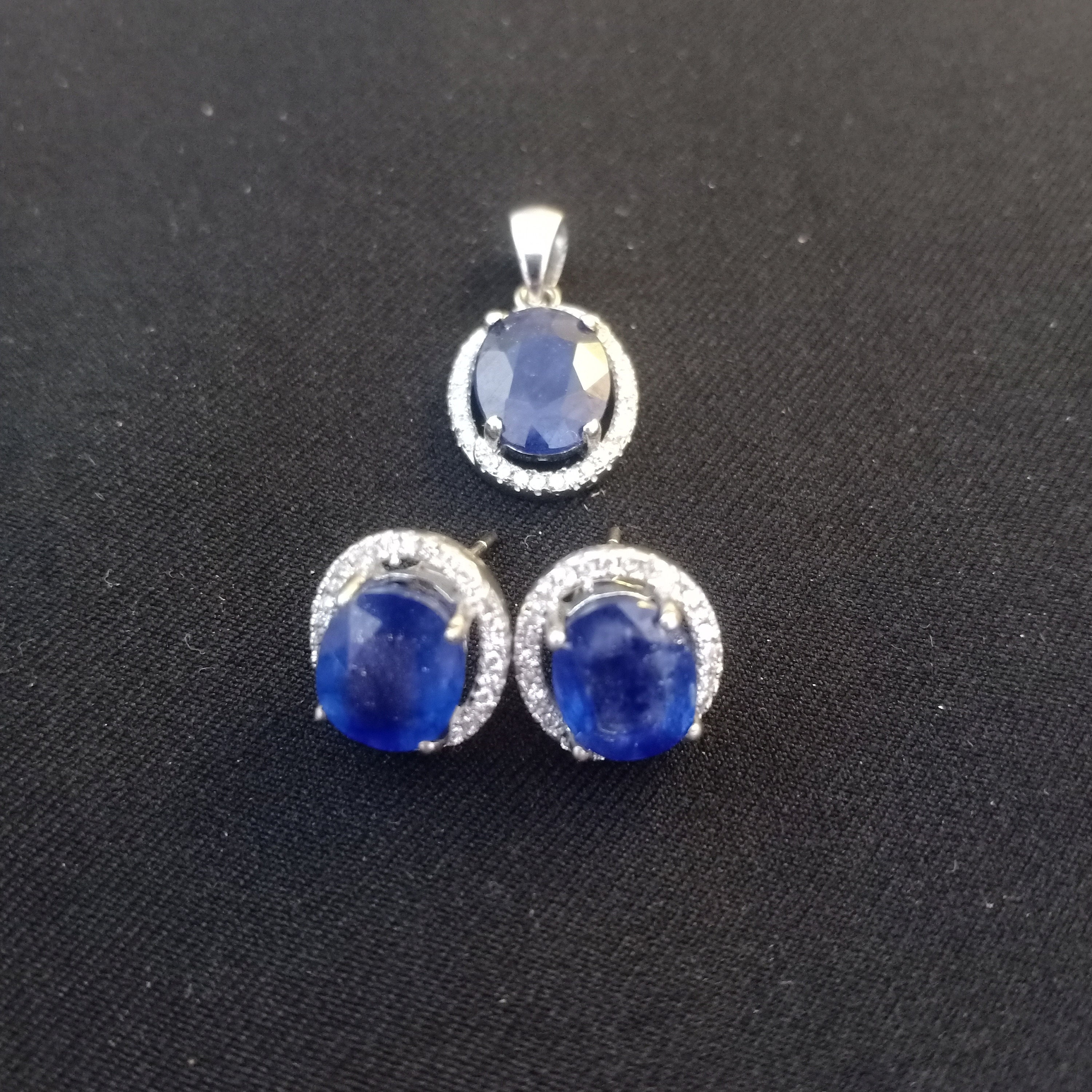 Pendiente de zafiro azul natural plata esterlina de oro Etsy