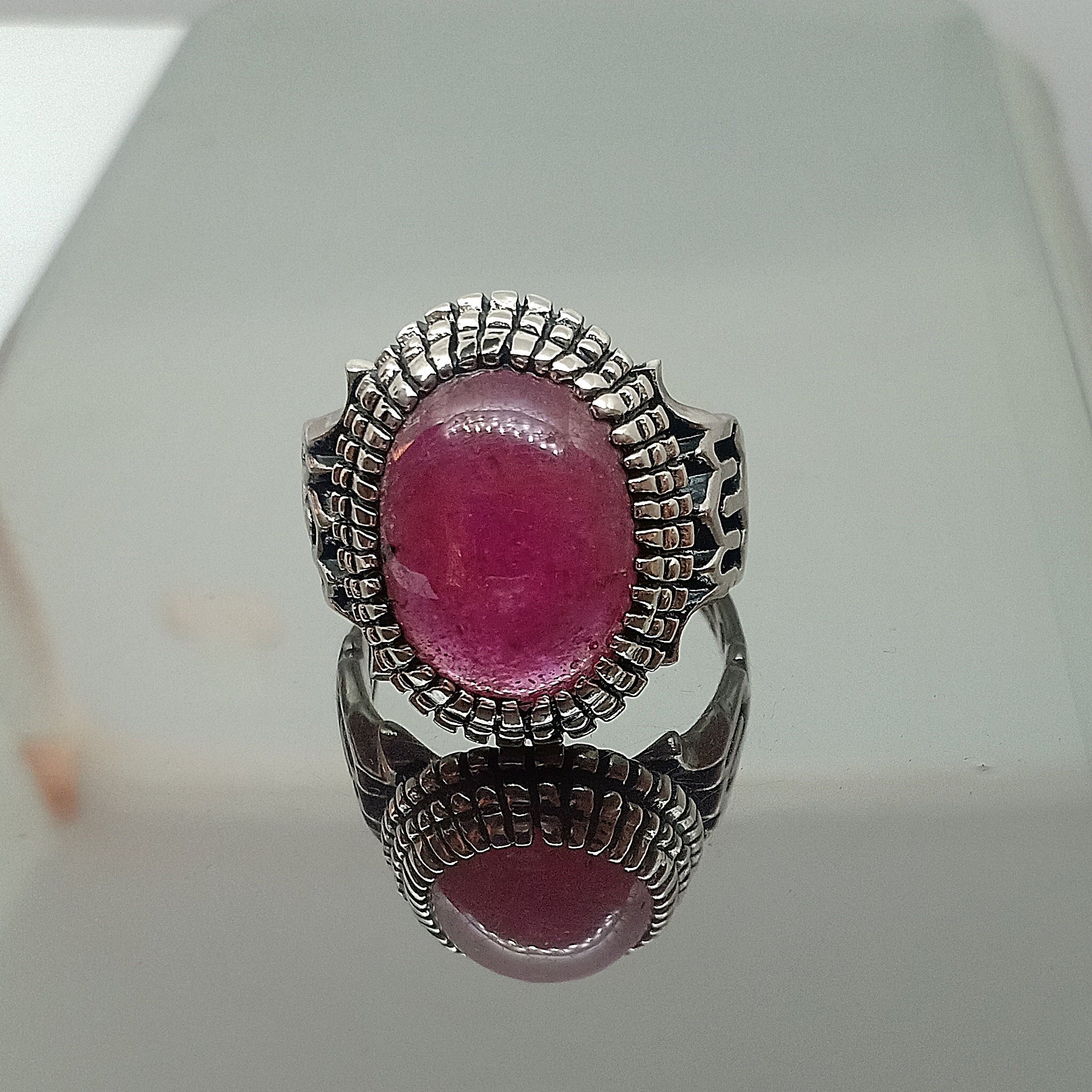 Genuine Ruby Mens Ring Single Genuine Cabochon Gemstone Ruby | Etsy