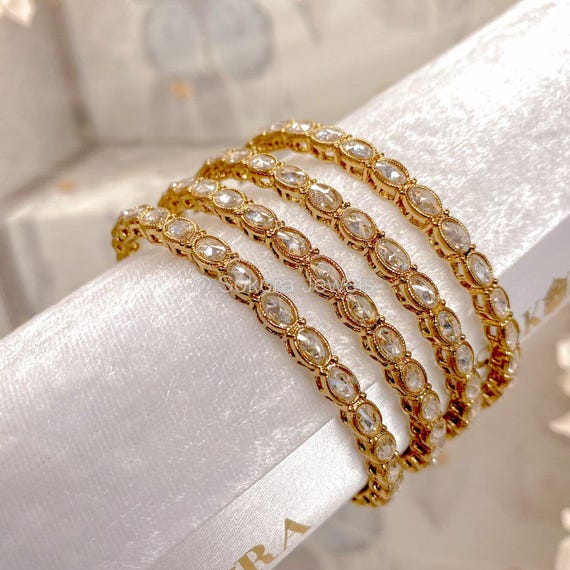 Anika Oval Crystal Bangles Clear