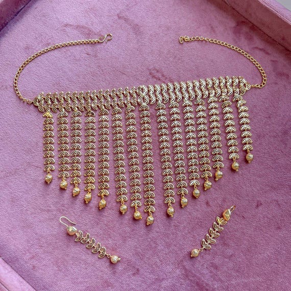 Buy Gold Tassel Necklace Set Online in India