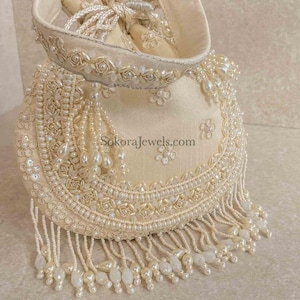 Raw Silk Bead Detail Potli Bag - 6 Colour Options - SOKORA JEWELSRaw Silk Bead Detail Potli Bag - 6 Colour Options