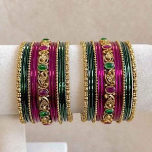 Ensemble de bracelets de temple vert rubis