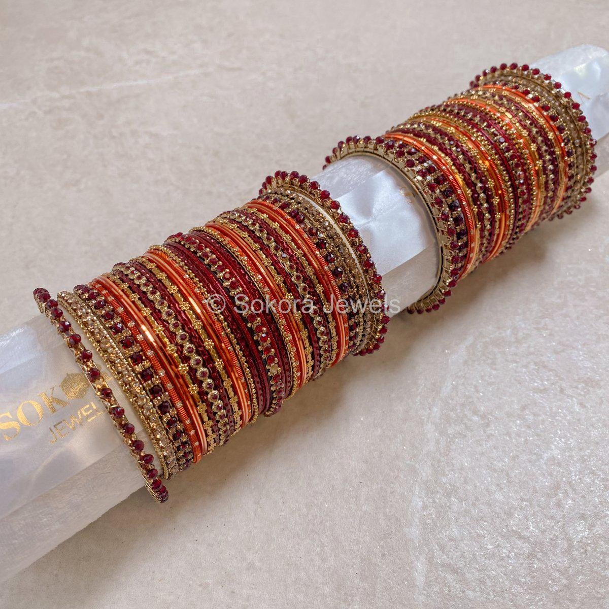 Orange bangles set sale