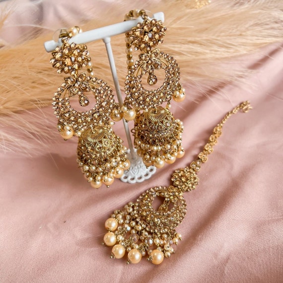 Crystal jhumkas best sale