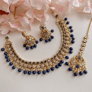 Anchal Faux Kundan Set - Navy