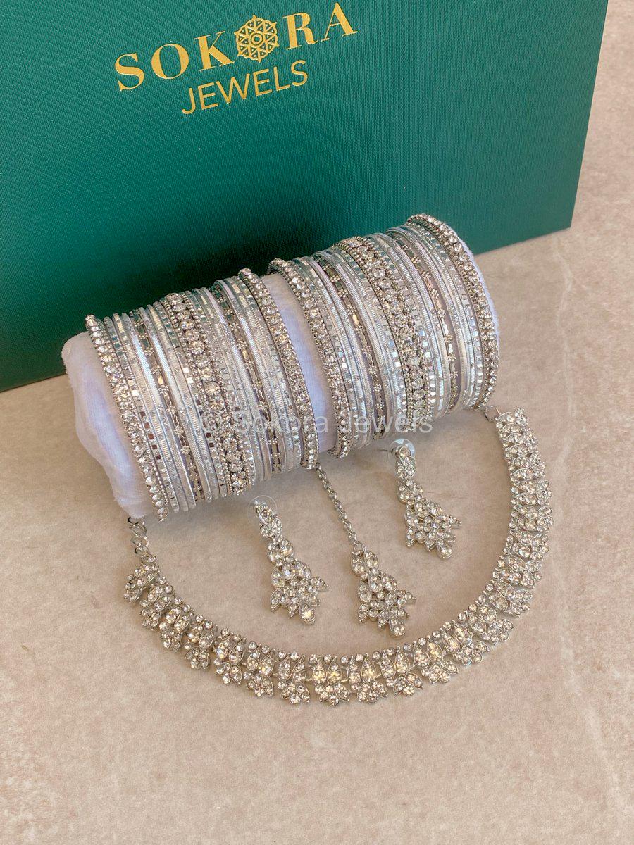 Sokora Jewels Bridal Silver Set Sukhi Bridal Jewellery Set Silver