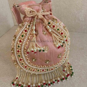 Raw Silk Bead Detail Potli Bag - 6 Colour Options - SOKORA JEWELSRaw Silk Bead Detail Potli Bag - 6 Colour Options