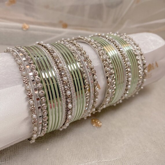 Silver bangles set outlet