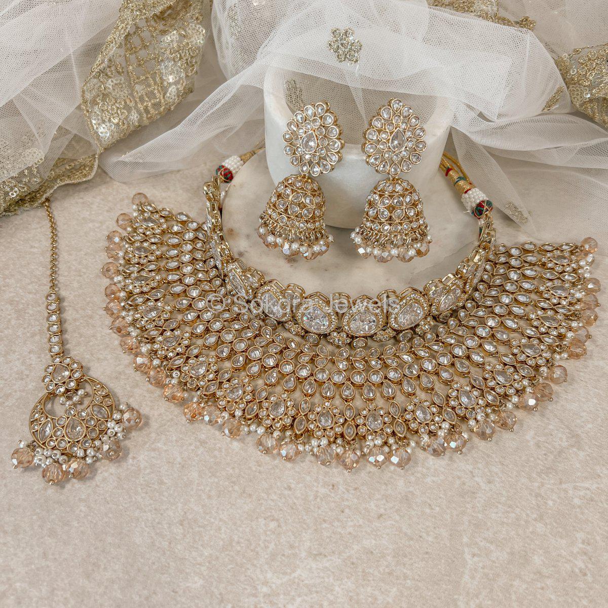 Lucie Bridal Double Necklace Set Golden Glow Etsy