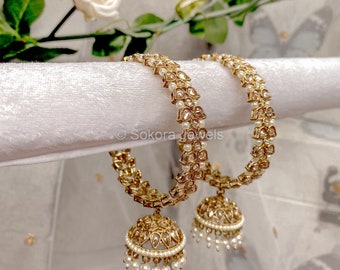 Vine Leaf champagne Jhumka Bangles